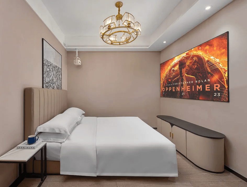 1-bedroom apartment in Futian, Shenzhen — parking available | Luxurious Large Bed 1 Bedroom (Aurora TV Member | Screen Projection | Deep Sleep Mattress) in Zhijian Hotel — Photo 1