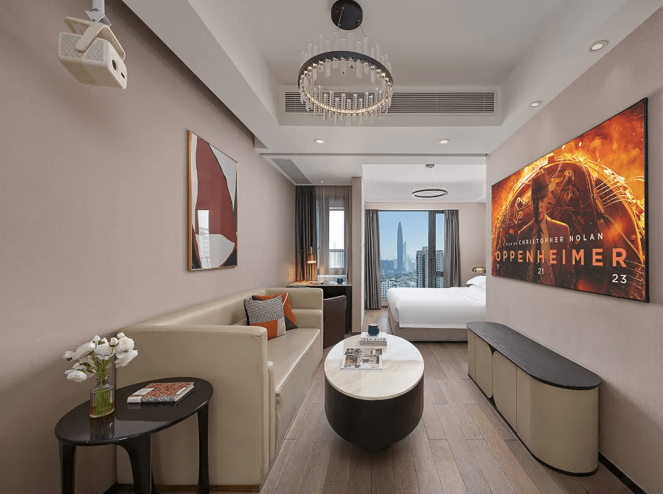 1-bedroom apartment in Futian, Shenzhen — parking available | 1 Bedroom with King-Size Bed Apartment (High-rise Night View | Refrigerator | Washing Machine) in Zhijian Hotel — Photo 1